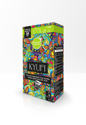 KYUFI – Sukkerfri Instant Grøn Mynte Te | 15 Stænger • Marokkansk-Inspireret • 100% Naturlig 🍃