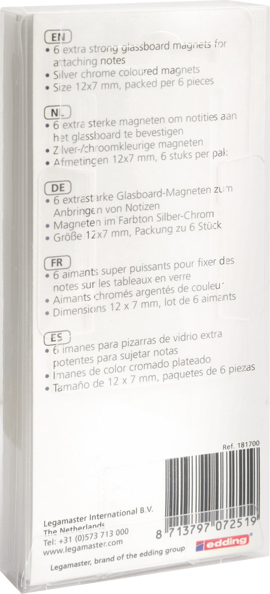 LEGAMASTER Glasboard 7-181700 Magnete silber 6 Stk.