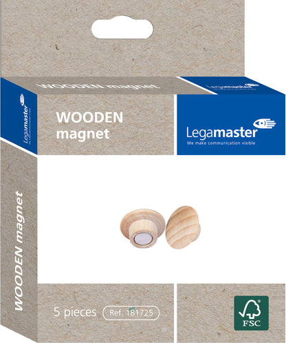LEGAMASTER Magnet WOODEN 25mm 7-181725 Holz 5 Stück