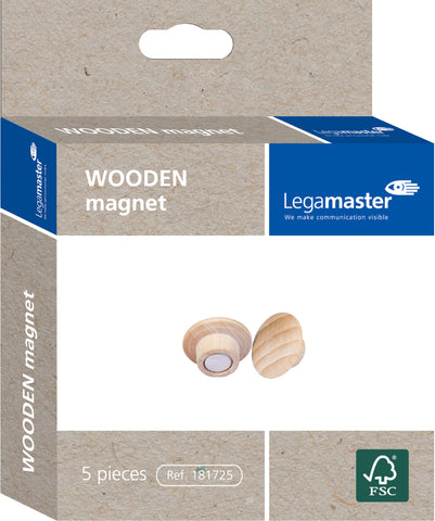 LEGAMASTER Magnet WOODEN 25mm 7-181725 Holz 5 Stück