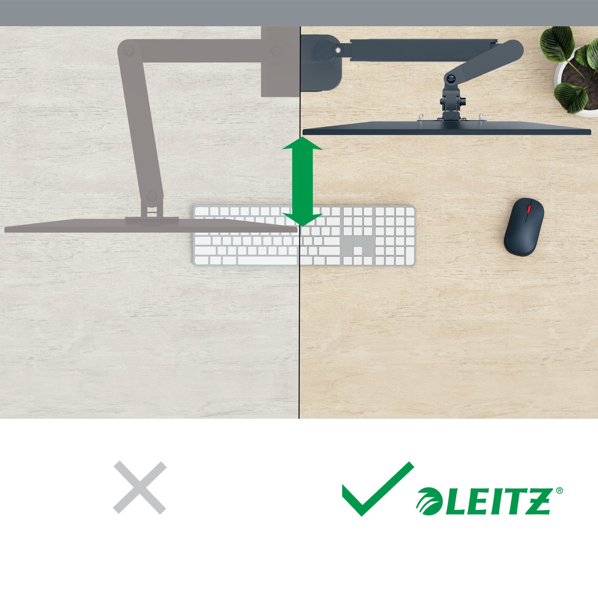 LEITZ Monitorarm ERGO 6538-00-89 grau, inkl. Laptophalter