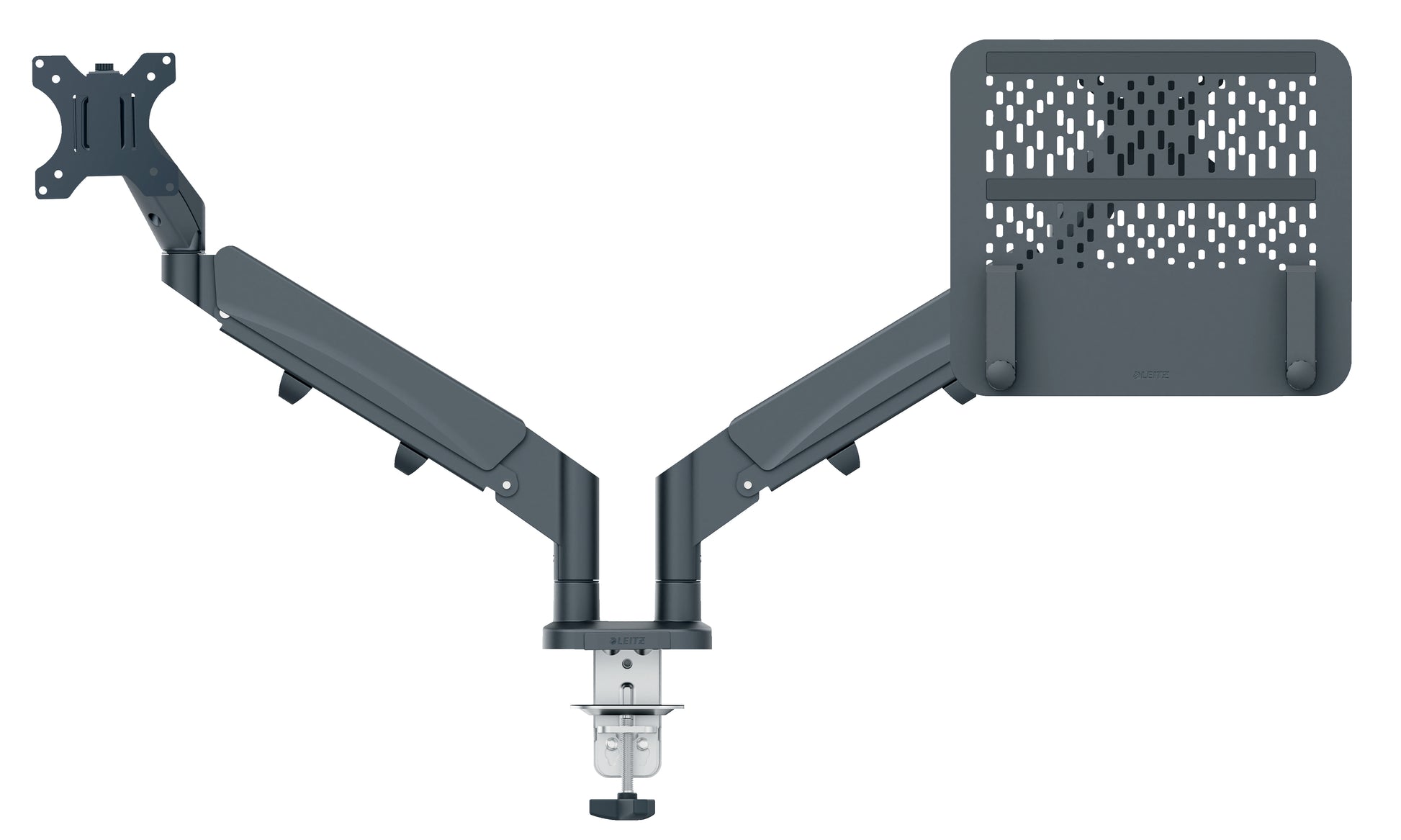 LEITZ Monitorarm ERGO 6538-00-89 grau, inkl. Laptophalter