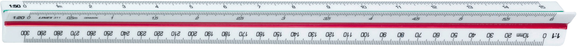 LINEX Dreikantmassstab 30cm 94700L weiss/farbig