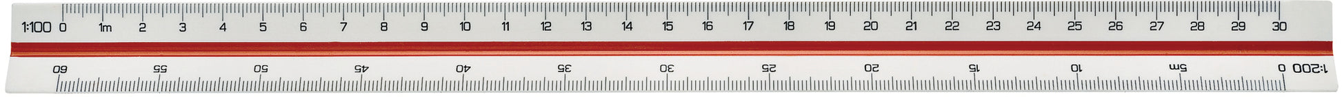 LINEX Dreikantmassstab 30cm 94800L weiss/farbig