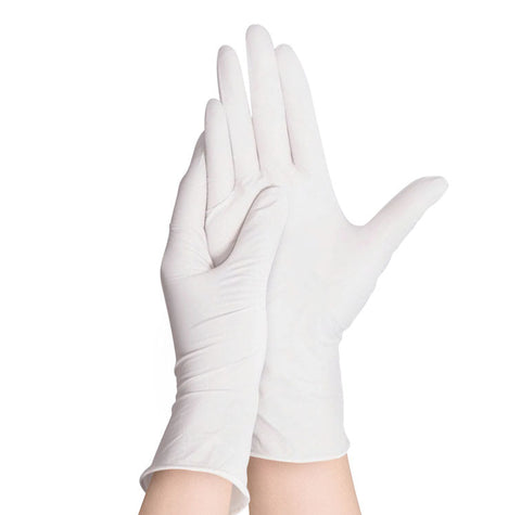 Luvas de exame de látex, sem pó, sensíveis, 100 unidades