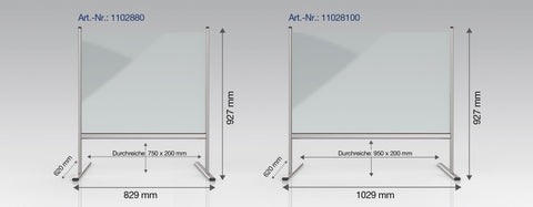 MAGNETOPLAN Hygienewand 829x927mm 1102880 Acrylglas