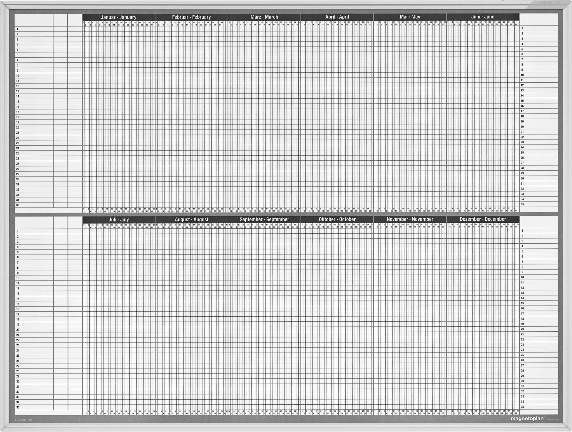 MAGNETOPLAN Personal und Projektplaner 1241212S 12 Monate, 35 Pos. 1215x915mm