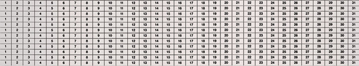 MAGNETOPLAN Magnetoflexband PVC bedruckt 17311S 12 Streifen 1-31 weiss