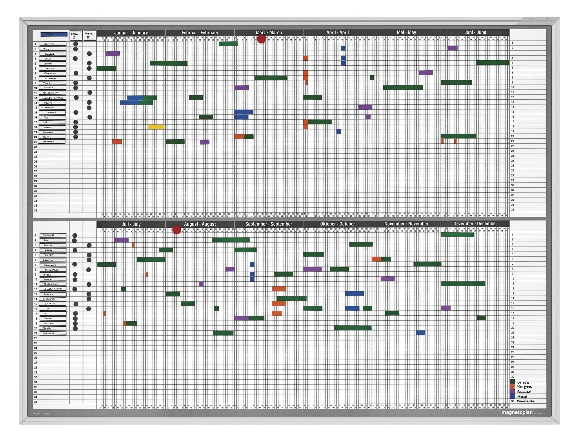 MAGNETOPLAN Urlaubs/Aktivitätenplaner 3703155 7 Tage, 30 MA 1200x900mm