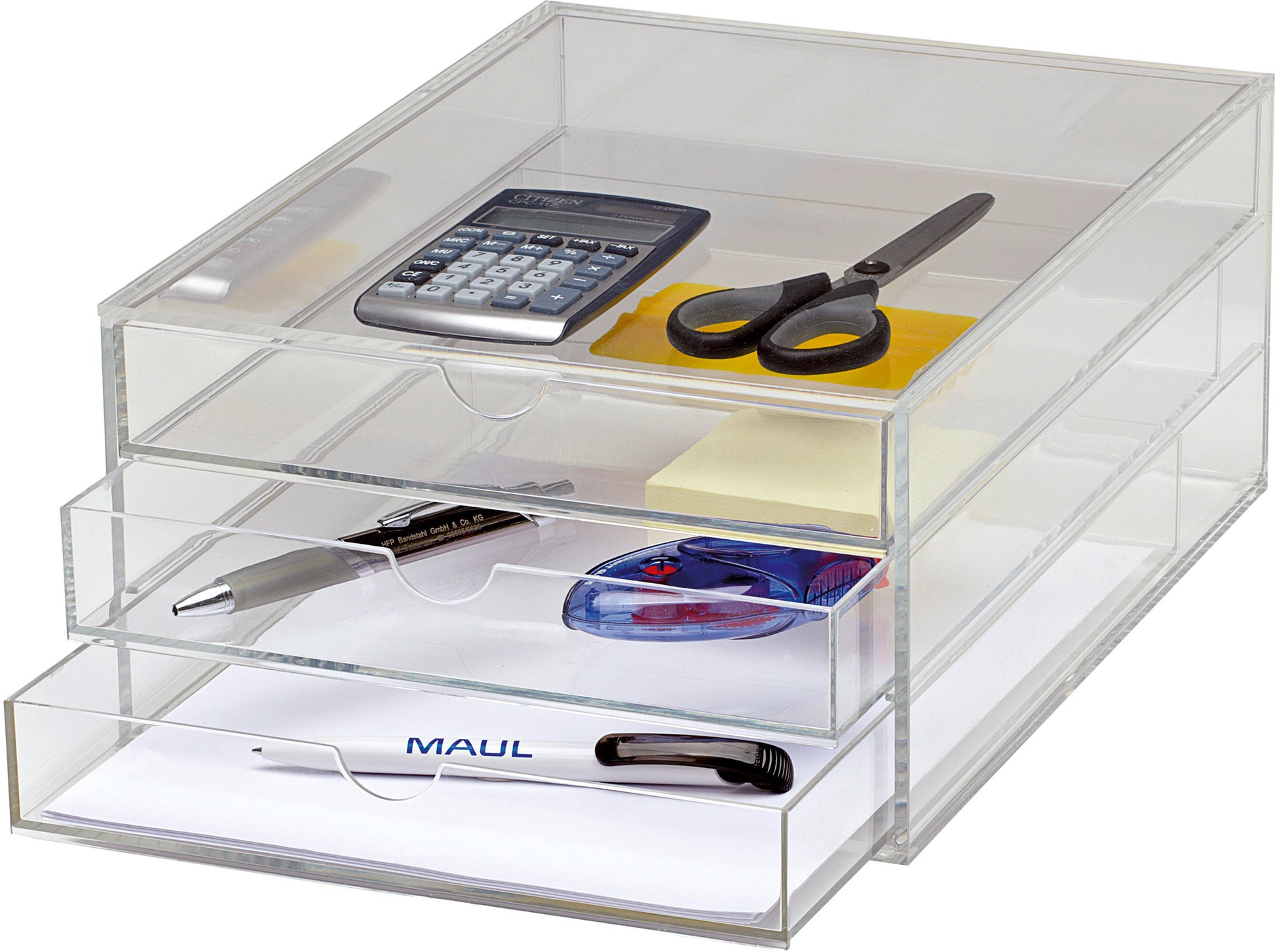 MAUL Schubladenbox Acryl A4 1950405 3 Fächer