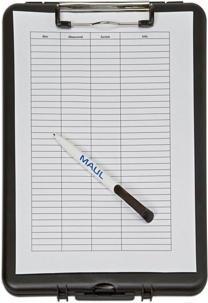 MAUL Schreibplatte A4 Kunststoff 2349090 mit Aufbewahrungsfach, schmal