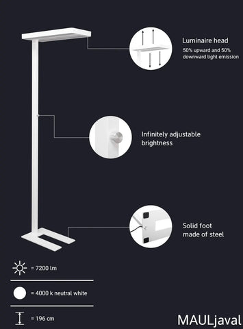 MAUL Stehleuchte LED MAULjaval 8258402 dimmbar, weiss