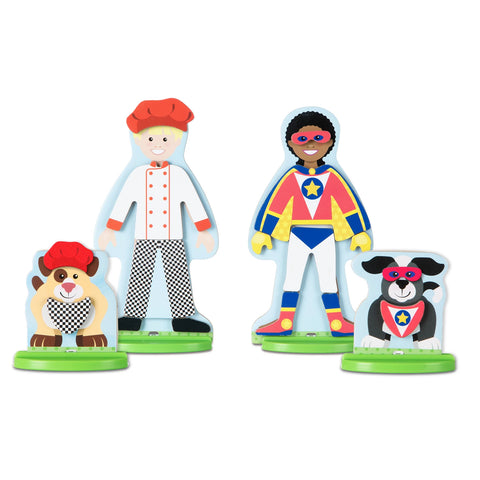 MAGNETISCHE ANZIEHPUPPE AUS HOLZ - BERUFSKLEIDUNG