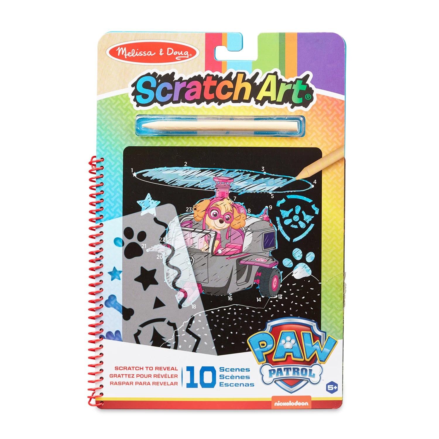 PAW PATROL CARNET SCRATCH ART SKYE (FR-DE-EN-ES)