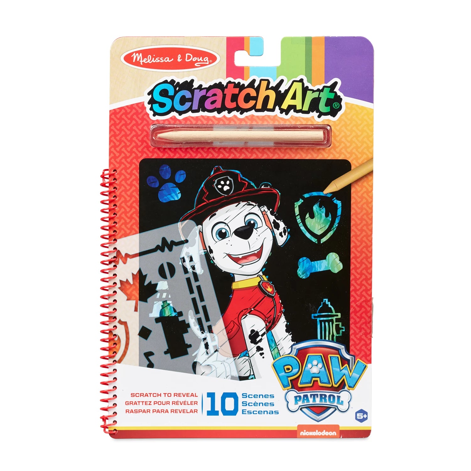 PAW PATROL CARNET SCRATCH ART MARSHALL (FR-DE-EN-ES)