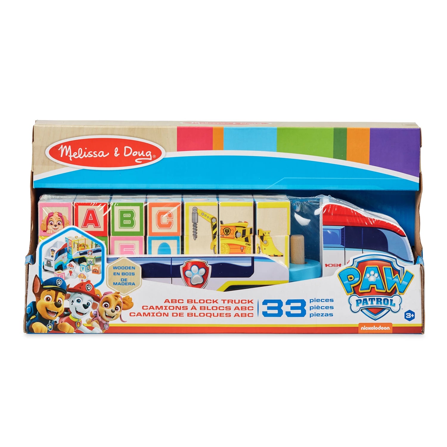 PAW PATROL CAMION BOIS BLOCS CHIFFRES ET LETTRES (FR-DE-EN-E