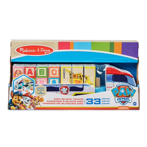 PAW PATROL CAMION BOIS BLOCS CHIFFRES ET LETTRES (FR-DE-EN-E