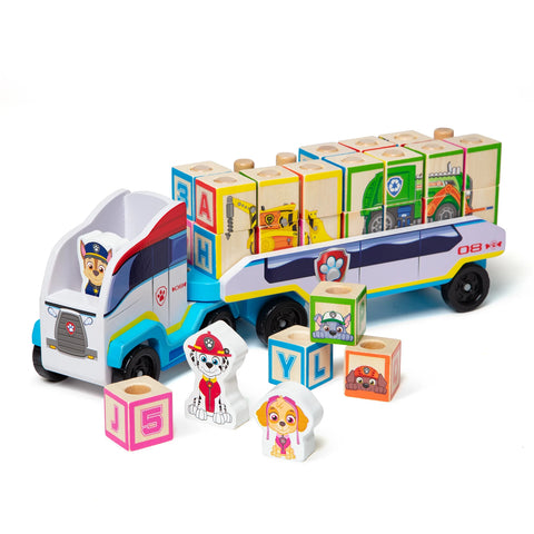 PAW PATROL CAMION BOIS BLOCS CHIFFRES ET LETTRES (FR-DE-EN-E