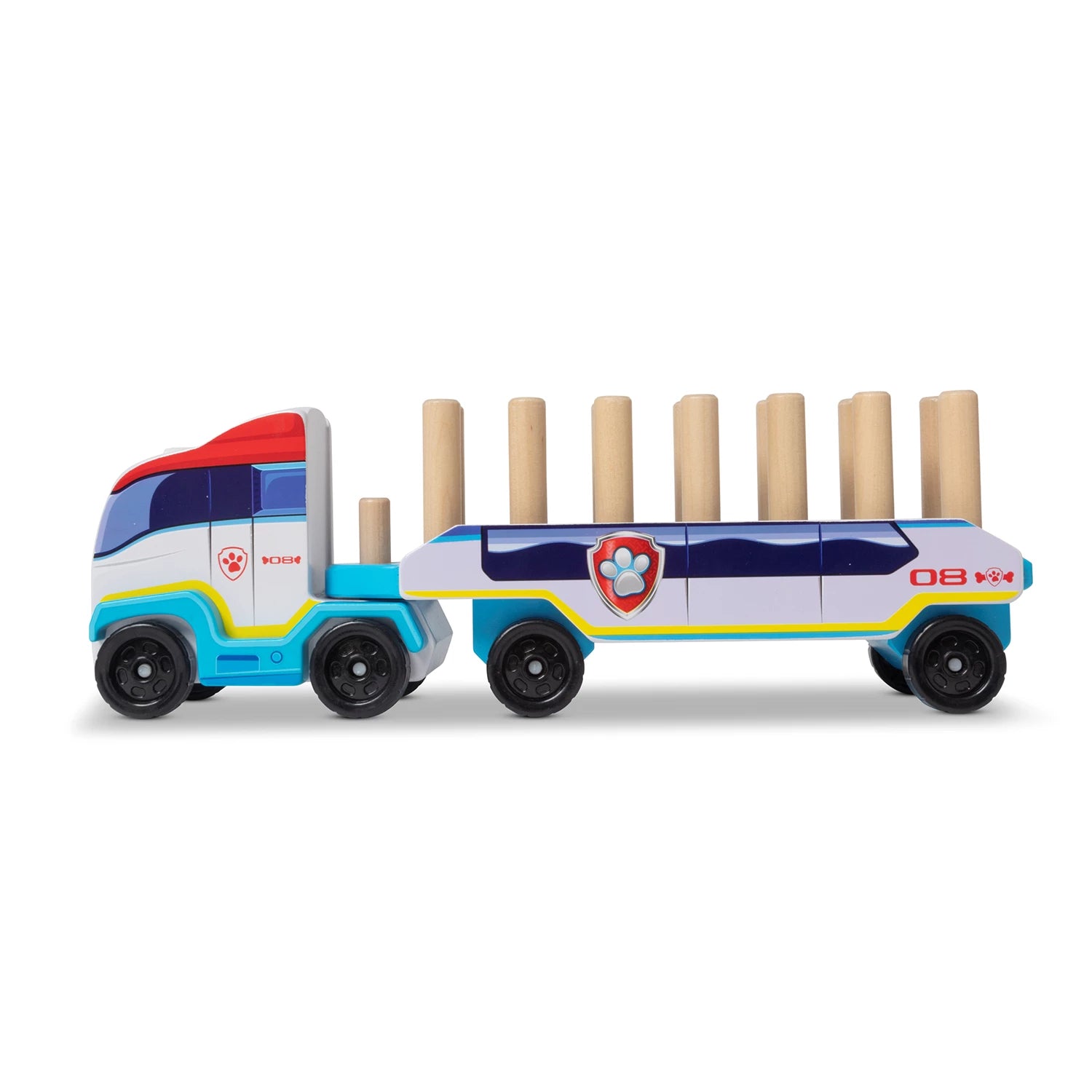 PAW PATROL CAMION BOIS BLOCS CHIFFRES ET LETTRES (FR-DE-EN-E