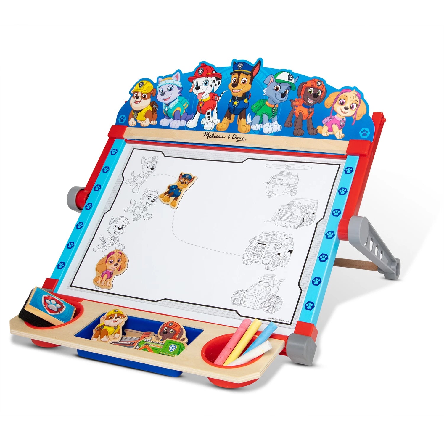 PAW PATROL TABLEAU CHEVALET ACTIVITES DOUBLE FACE (FR-DE-EN-