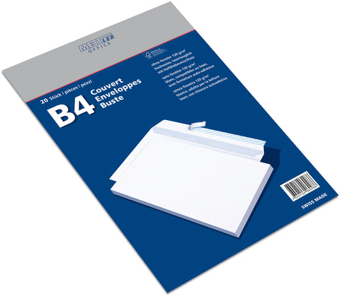 METTLER Couvert ohne Fenster B4 9096-120-S20 120g, ultraweiss 20 Stk.