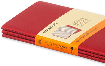MOLESKINE Notizheft Cahier A6 095-6 liniert, rot 3 Stück