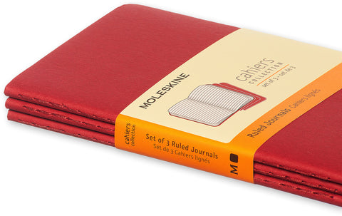 MOLESKINE Notizheft Cahier A6 095-6 liniert, rot 3 Stück