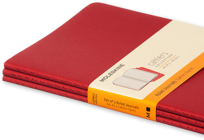 MOLESKINE Notizheft Cahier A5 101-4 liniert, rot 3 Stück