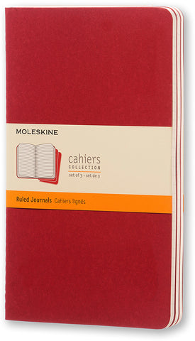 MOLESKINE Notizheft Cahier A5 101-4 liniert, rot 3 Stück