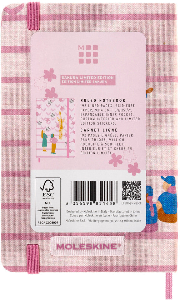 MOLESKINE Notizbuch SAKURA 9x14cm 56598851458 rosa, liniert, 192 Blatt, HC