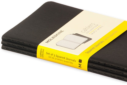 MOLESKINE Notizheft Cahier A6 704901 kariert, schwarz 3 Stück