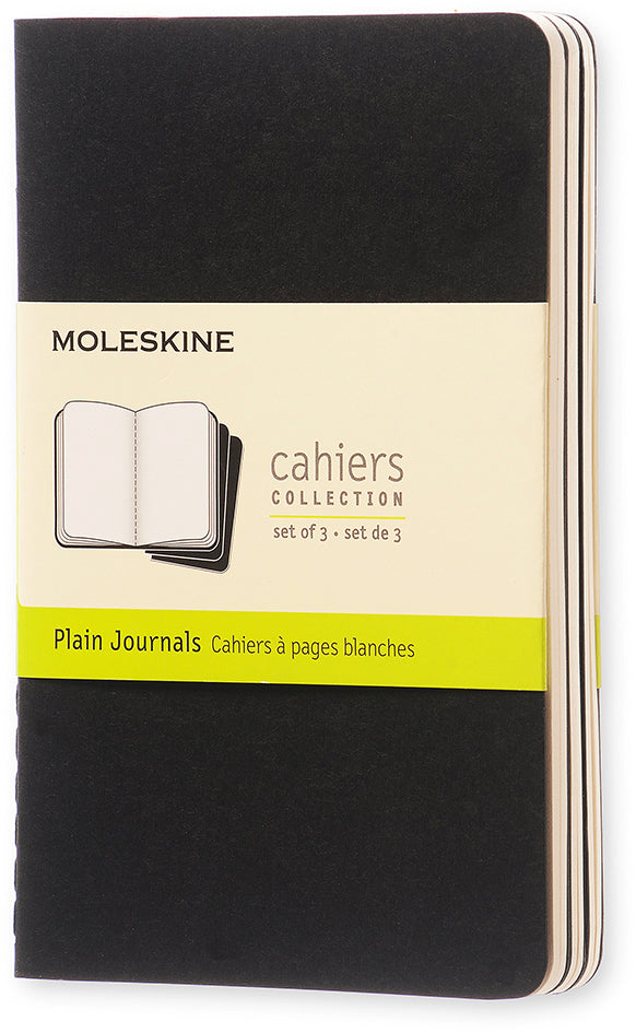 MOLESKINE Notizheft Cahier A6 704918 blanko, schwarz 3 Stück