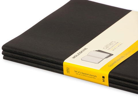 MOLESKINE Notizheft Cahier XL 25x19cm 705021 kariert, schwarz 3 Stück
