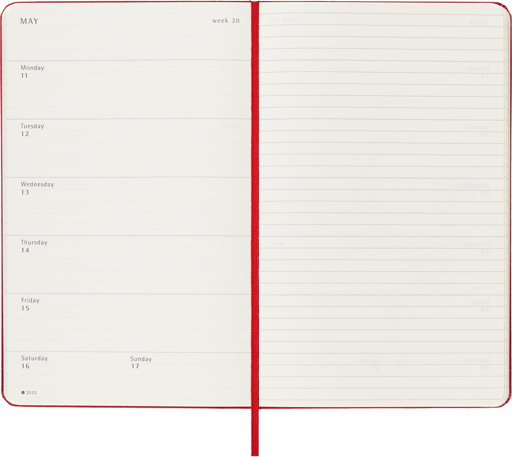 MOLESKINE Wochen-Notizkalender 25/26 8056999275402 18M liniert HC rot 13x21cm