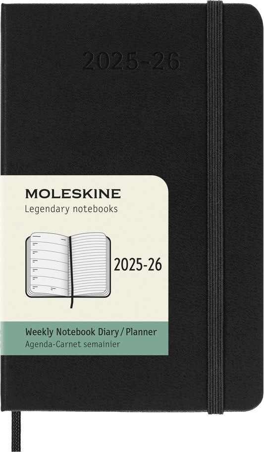 MOLESKINE Wochen-Notizkalender 25/26 8056999275440 18M liniert HC schwarz 9x14cm