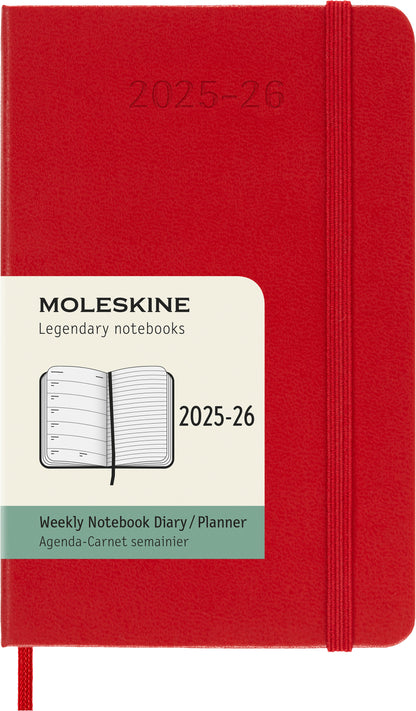 MOLESKINE Wochen-Notizkalender 25/26 8056999275457 18M liniert HC rot 9x14cm