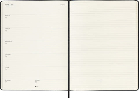 MOLESKINE Wochen-Notizkalender 25/26 8056999275488 18M liniert HC schwarz 19x25cm