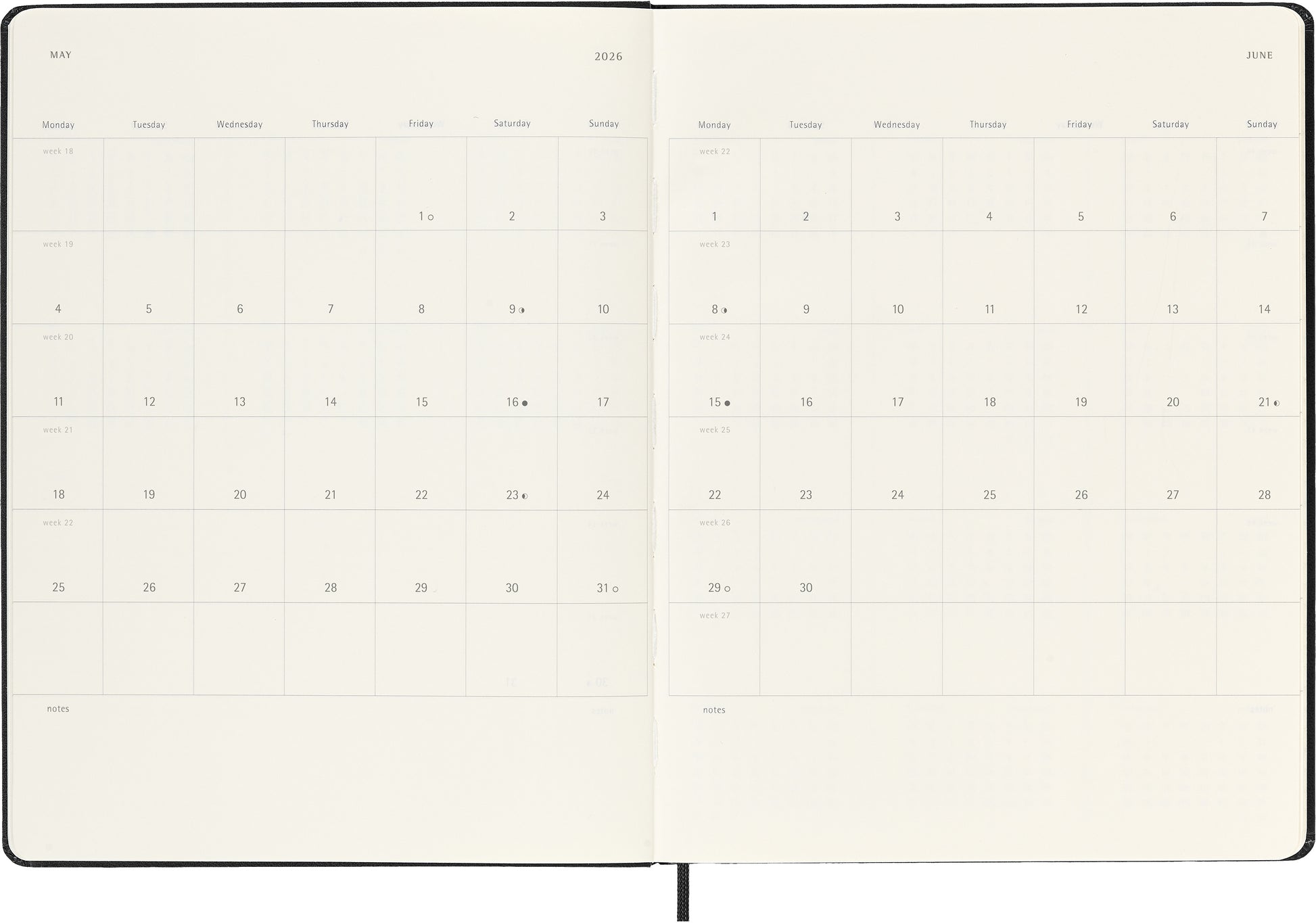 MOLESKINE Wochen-Notizkalender 25/26 8056999275488 18M liniert HC schwarz 19x25cm