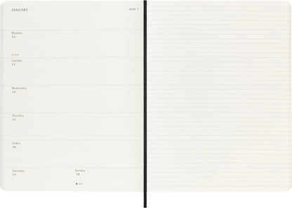 MOLESKINE Wochen-Notizkalender 25/26 8056999275495 18M liniert SC schwarz 19x25cm