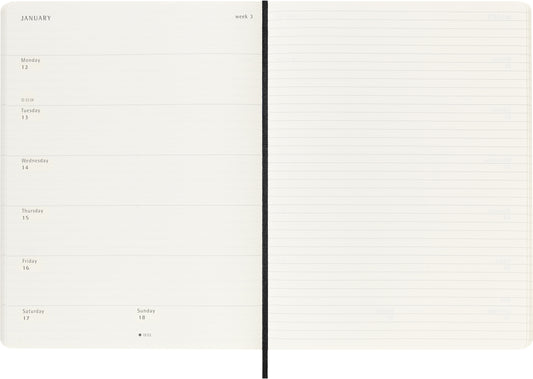 MOLESKINE Wochen-Notizkalender 25/26 8056999275495 18M liniert SC schwarz 19x25cm