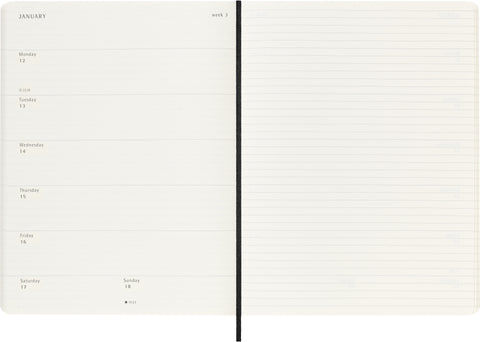 MOLESKINE Wochen-Notizkalender 25/26 8056999275495 18M liniert SC schwarz 19x25cm