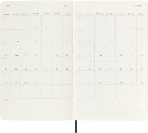 MOLESKINE Wochen-Notizkalender 25/26 8056999275600 18M liniert SC grün 13x21cm
