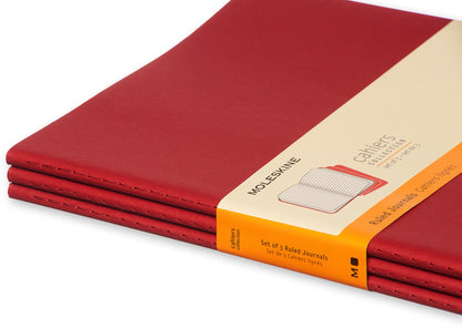 MOLESKINE Notizheft Cahier XL 25x19cm 931076 liniert, rot 3 Stück