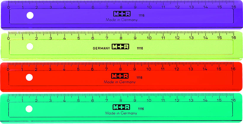 M+R Flachlineal 16cm 1116-0150 farbig ass.