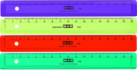 M+R Flachlineal 16cm 1116-0150 farbig ass.