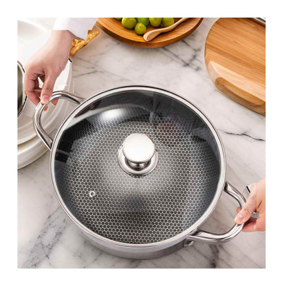 Cheffinger Dutch Oven mit Deckel – 28 cm – Edelstahl – Wabenstruktur – Induktion