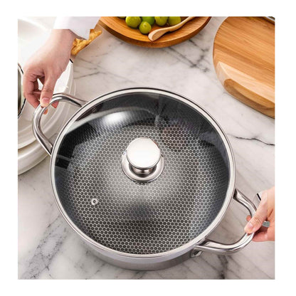 Cheffinger Dutch Oven mit Deckel – 28 cm – Edelstahl – Wabenstruktur – Induktion