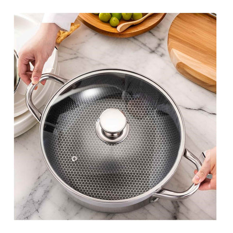 Cheffinger Dutch Oven mit Deckel – 28 cm – Edelstahl – Wabenstruktur – Induktion