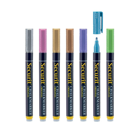 Securit® Kreidemarker, 1-2mm, 7er-Set, Metallisch