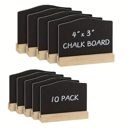 Tischkreidetafel "Mini" mit Holzsockel, 10er-Set, 10x8cm
